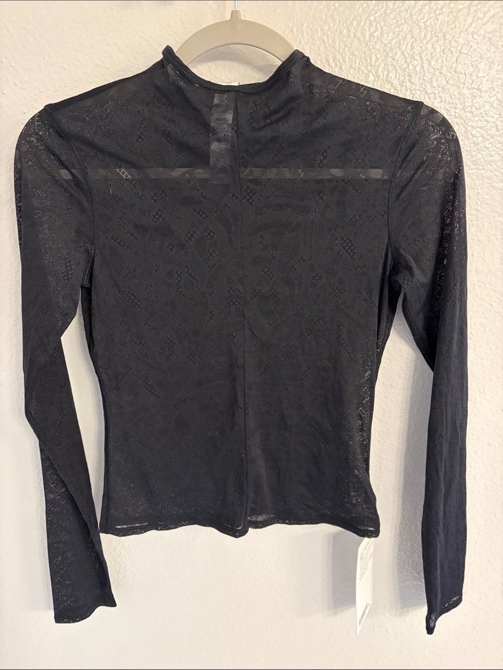 lululemon athletica Black Long-Sleeve Sheer Lace Top